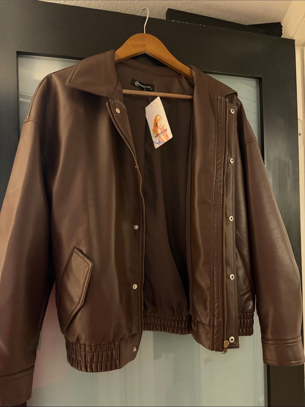 Men's Brown Leather Bomber Jacket - Classic Zip Front